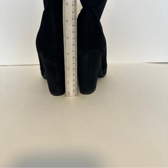 NEW Dune London Opticals Black Suede High Heels Stretch Women's Ankle Bootie S 7 - Picture 8 of 11